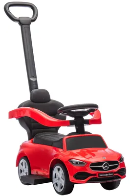 Produktbild von Rutschauto mit Schiebstange 2-in-1 Rutschfahrzeug mit abnehmbarem Griff, Sicherheitsgeländer, Stauraum, Hupe & Lenkrad