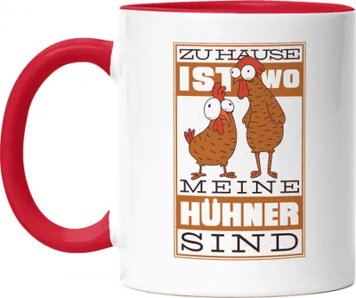 Produktbild von Zuhause Ist Wo Meine Hühner Sind Tasse Rot Huhn Fans Hühnerhof Bauernhof Chicken Geschenkidee