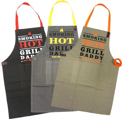 Produktbild von Grillschürze Schürze Baumwolle Barbecue Kochschürze Latzschürze BBQ, Design:Design 1