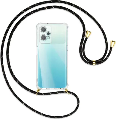 Produktbild von Handykette Backcover-Schutzhülle mit Band (Metall goldfarben) für OnePlus Nord CE 2 Lite 5G (CPH2381) - schwarz/gold