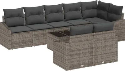 Obrázek produktu pro vidaXL Sedací souprava s polštáři 9 ks Grey Poly-Rattan