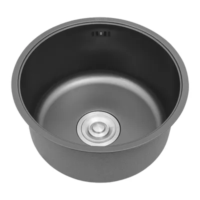 Produktbild von Runde Küchenspüle Einschalen Schwarz Spüle Edelstahl