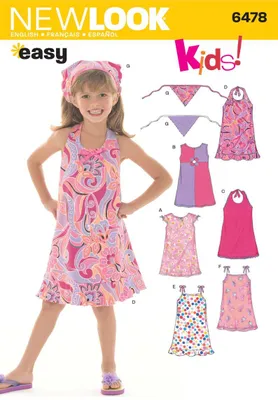 Nähpatronen-Set 6478 für Kinderkleider, Größe A (3-8)