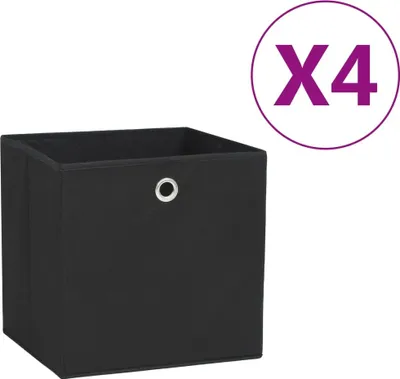 Obrázek produktu pro Úložné boxy 4 ks netkaná textilie 28 x 28 x 28 cm černé