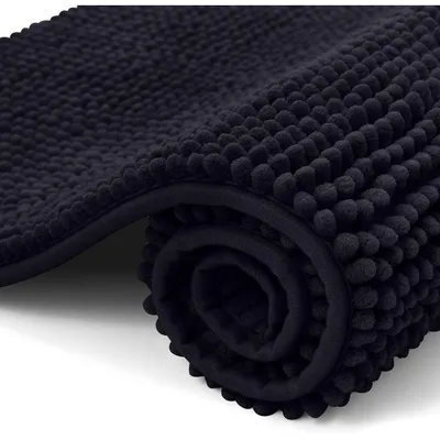 Produktbild von Badematte Chenille rutschfest saugfähig 40x60 cm Schwarz