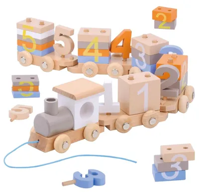 Image de Chemin de construction en bois Montessori avec blocs - Jouet éducatif pour enfants de 1 à 4 ans