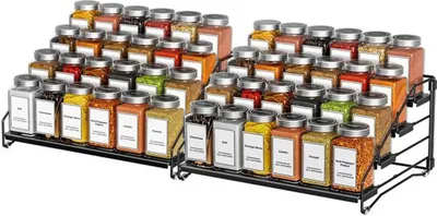 Obrázek produktu pro Unyqoos ® Nastavitelný regál na bylinky do kuchyně se 4 policemi a nastavitelnou hloubkou, sada 2 ks