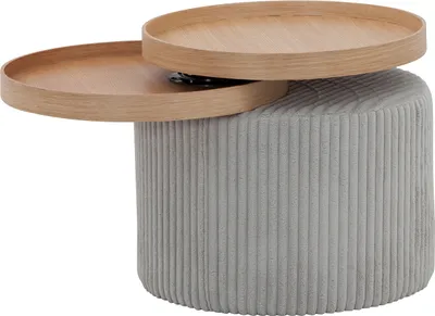 Produktbild von SalesFever Beistelltisch rund | drehbare Tischplatten | Bezug Texturstoff | MDF-Holz | B 50 x T 50 x H 45 cm | hellgrau