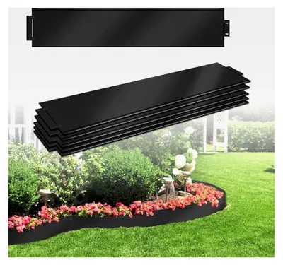 Produktbild von Metallrasenkante verzinkt für Beetumrandung - Schwarz Spleißanordnung (5M, 100 x 15 cm)