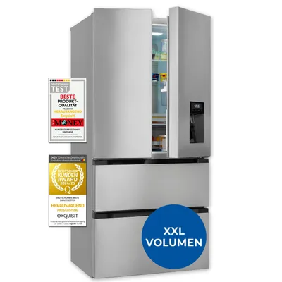 Produktbild von Exquisit Frenchdoor FD5490-160-WS-200E inoxlook | No Frost | Nutzinhalt: 506 L | Wasserspender | Alarm | Schnellkühlen | Schnellgefrieren