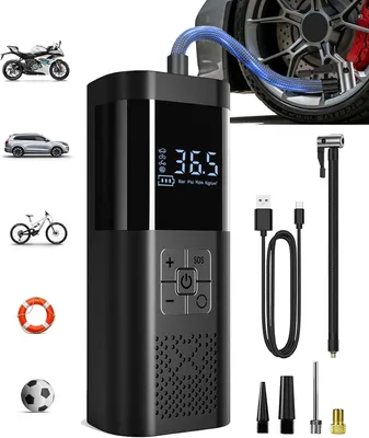 Obrázek produktu pro Přenosný vzduchový kompresor 150 PSI, manometr, automatické vypnutí, pro auta, kola a motocykly, LED.