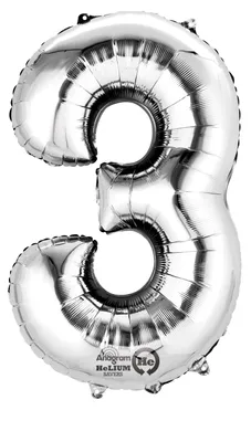 Produktbild von amscan® 9906288 Folienballon Zahl 3 - silber