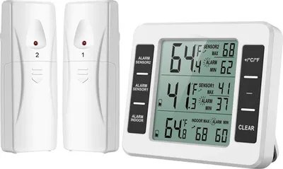 Produktbild von Kühlschrankthermometer 1 Stück, Kabelloses Innen Und Außenthermometer Mit Akustischem Alarm, Gefrierschrank-Temperaturanzeige Für Küchen Und Lebensmittelüberwachung