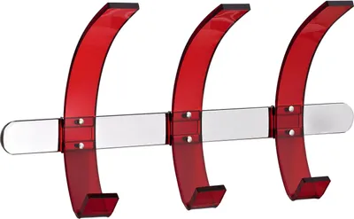 Produktbild von Wandgarderobe Leiste Metall Haken Acryl 37x9,5x20cm rot/silber Packung mit 12 Stück