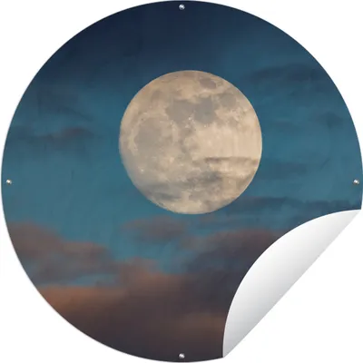 Produktbild von MuchoWow® Gartenposter Outdoor-Poster Rund Mond - Wolken - Nacht Ø 150 cm Gartendeko Rundes Poster draußen