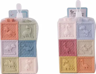 Obrázok produktu pre Sada kociek s dinosaurami z ekologického plastu 6 ks 5 cm