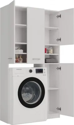 Produktbild von BDW Badmöbel Set, Regal Waschmaschinenschrank, Weiß