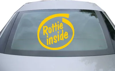 Produktbild von Indigos UG - Aufkleber Heckscheibe & Motorklappe DE2359 - gold - 600x599 mm - Rottie inside - Auto Scheiben Fenster Heckklappe Tuning Racing JDM - Die cut