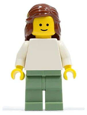 Produktbild von LEGO Minifigur Plain White Torso with White Arms, Sand Green Legs (twn073)