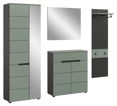 Produktbild von Garderoben-Set Canu 2 | Basalt grau / Smoke Green | 4-teilig