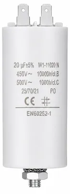 Startcondensator 20 µF, 450 V AC, einphasig, 4 Anschlüsse