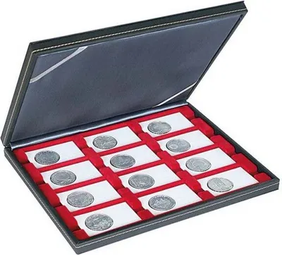 Produktbild von Lindner 2364-2770E NERA M Münzkassette für 12 REBECK COIN L Münzrähmchen-dunkelrot