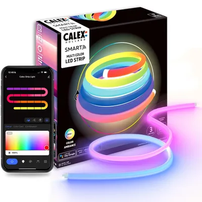 Immagine prodotto di Nastro LED Calex Smart Neon Tubolare 360° da 3M, RGBIC, 18W, 3M, IP44, Multicolore