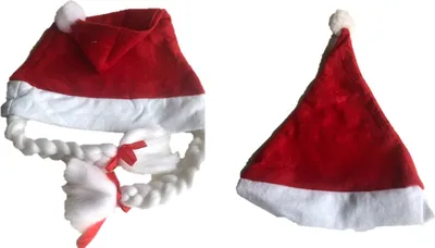 Produktbild von WEIHNACHTSMANN MÜTZE mit ZÖPFEN Damen Nikolaus Weihnachtsfrau Kostüm Party + Nikolausmütze