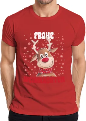 Produktbild von Frohe Weihnachten Süßes Reh Rentier - Weihnachten Xmas Christmas Herren T-Shirt, Rot, M