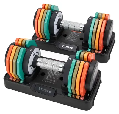Productafbeelding van Verstelbare Halterset 2 X 10 Kg - Krachttraining Thuis - Staal Met Antislip Handgreep