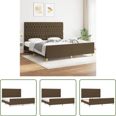 Produktbild von The Living Store Bettgestell mit Kopfteil Dunkelbraun 180x200 cm Stoff