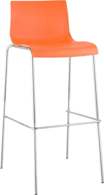 Produktbild von CLP Barhocker Hover Kunststoff 4-Fuß Gestell, mit Rückenlehne & Fußstütze orange Gestell Farbe chrom