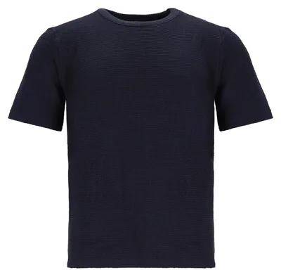 Produktbild von Baumfuchs Herren T-Shirt in gekräuselter Optik - Modisches Kurzarm-Shirt mit Rundhalsausschnitt in Dunkelblau Größe 3XL