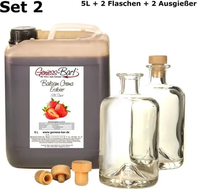 Produktbild von Balsamico Creme Erdbeere 5L + 2 Flaschen & Ausgießer Mit original Crema di Aceto Balsamico di Modena IGP