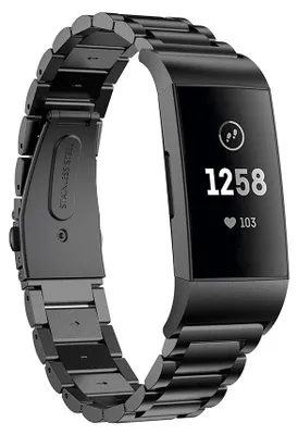 Produktbild von By Qubix passend für Fitbit Charge 3 & 4 Metallarmband - Schwarz