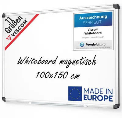 Produktbild von VISCOM Whiteboard magnetisch - 100 x 150 cm - Magnettafel in 8 Größen - Magnetwand kratzfest & beschreibbar - mit Aluminium-Rahmen