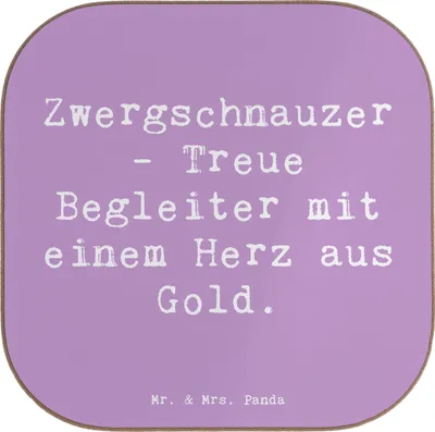 Produktbild von Mr. & Mrs. Panda Untersetzer Glas Spruch Zwergschnauzer Herz - Lavendeltraum - Geschenk, Hunderasse, wachsamer Hund, loyaler, Hunderassen Beschreibung, Liebe, charmante