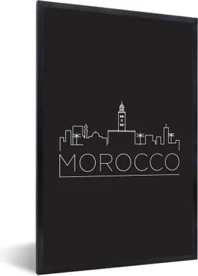Produktbild von MuchoWow® MuchoWow® Gerahmtes Poster Skyline "Marokko" auf schwarzem Hintergrund 20x30 cm - Poster mit zchwarzem Bilderrahmen - Drucken - Bilder Poster im Rahmen
