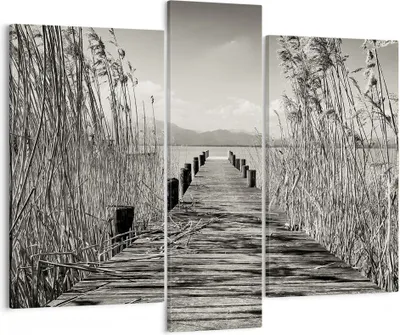 Produktbild von Bild auf Leinwand - Leinwandbild - 3 Teile - Brücke Pier Sepia - 95x80cm - Wand Bild - Wanddeko - Wandbilder - Leinwanddruck - Bilder - Wanddekoration - Leinwand bilder - Wandbild - CB95x80-4928