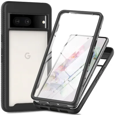 Immagine prodotto di Custodia per Google Pixel 7 Pro, paraurti con protezione dello schermo integrata a 360° custodia protettiva full body nera