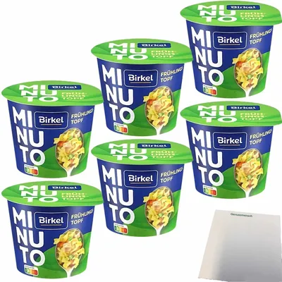 Produktbild von Birkel Minuto Frühlingstopf Nudelpower 6er Pack (6x52g Becher) + usy Block