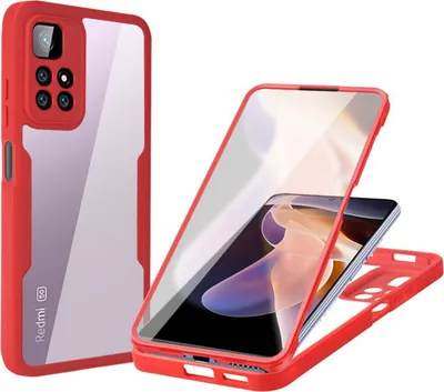 Produktbild von Xiaomi Poco M4 Pro 5G Schutzhülle, Eingebautem Displayschutz 360 Grad Komplettschutz Handyhülle für Xiaomi Poco M4 Pro 5G Rot