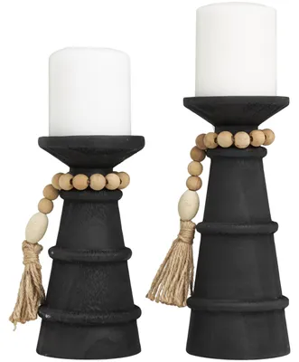 Immagine prodotto di Elzusha - Set di 2 portacandele in legno dallo stile bohémien