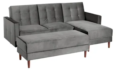 Produktbild von Max Winzer Funktionssofa mit Hocker Easy Relax - Samtvelours grau - Maße: 222 x 144 x 92 cm