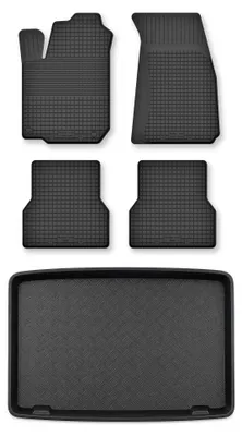 Zdjęcie produktu dla Dywaniki gumowe + mata bagażnika do Renault Clio III 2005-2012 (standardowy bagażnik) – czarne, dobierane – Wielganizator Semi-Universal