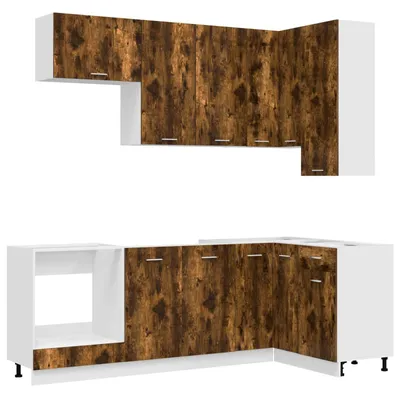 Immagine prodotto di vidaXL Modulo cucina LYON, 8 pezzi, legno impiallacciato in rovere affumicato