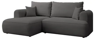 Produktbild von Selsey Ovo Mini - Eckschlafsofa linksseitig mit Stauraum, Easy-Clean-Chenille-Bezug, dunkelgrau