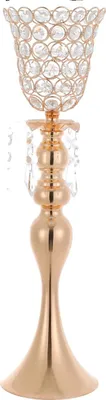 Produktbild von Hochzeitsblumenständer-Set, modernes Eisen- und Glasdesign, 6 Stück, Gold