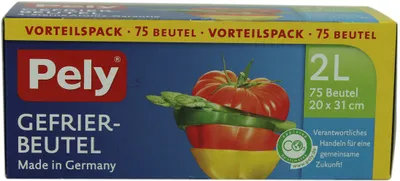 Zdjęcie produktu dla Pely woreczki do zamrażania 75 woreczków 2 L XXL ekonomiczne woreczki do zamrażania woreczki do zamrażania