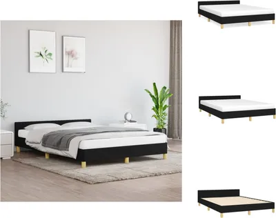 Immagine prodotto di vidaXL Struttura letto con testiera in tessuto nero 140x190 cm - Letti e strutture letto